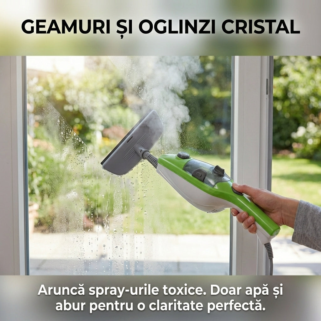 Mop cu Aburi H2O X5 Multifuncțional 10-în-1, 1300W, Dezinfectare Ecologică, Rezervor 400ml, Accesorii Incluse, Verde Glorio