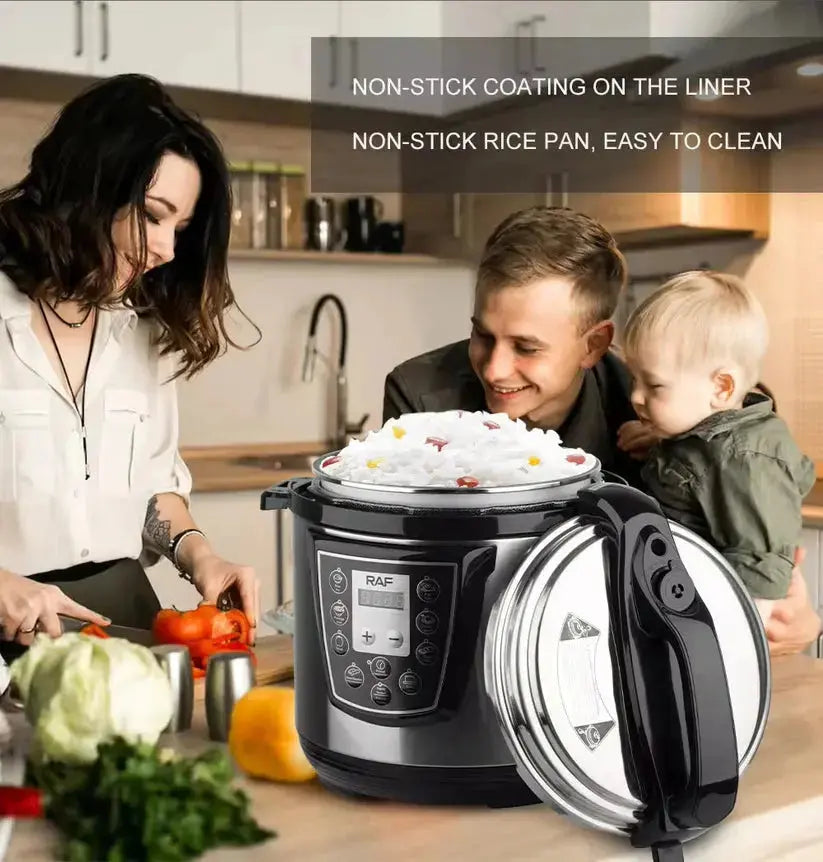 Oală Electrică Sub Presiune RAF R.177, 6L, 1000W, multifuncțională și multiprogramabilă, Oțel Inoxidabil Glorio