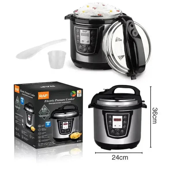 Oală Electrică Sub Presiune RAF R.177, 6L, 1000W, multifuncțională și multiprogramabilă, Oțel Inoxidabil Glorio