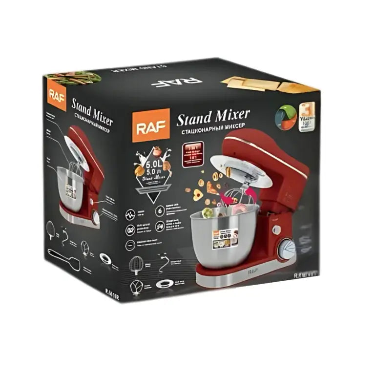 Mixer cu Stativ Profesional RAF R.6616W – Putere 1600W și Bol 5L Inox Glorio