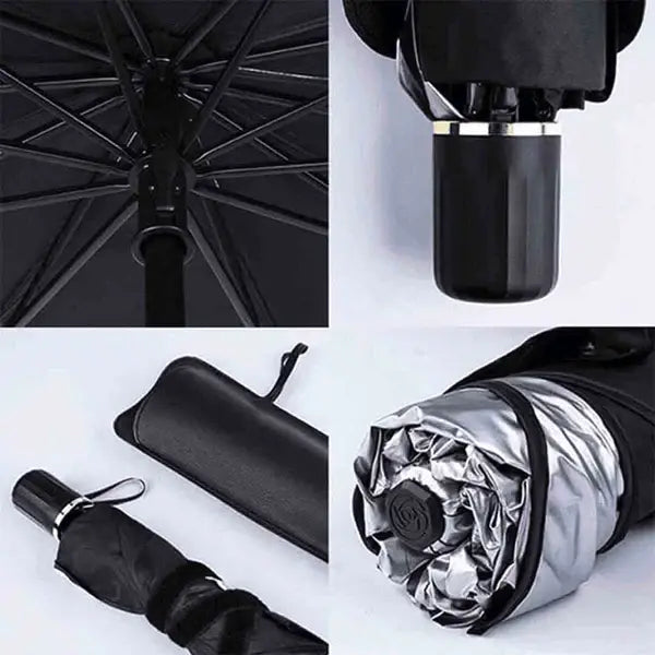 1+1 GRATIS: Parasolar Pliabil Tip Umbrela Pentru Masina, Fixare De Usile Masinii, 125 cm x 65 cm Neamtul.ro