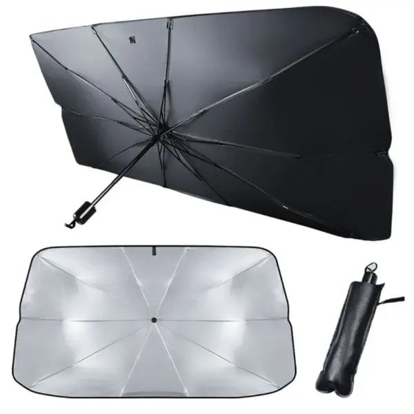 1+1 GRATIS: Parasolar Pliabil Tip Umbrela Pentru Masina, Fixare De Usile Masinii, 125 cm x 65 cm Neamtul.ro