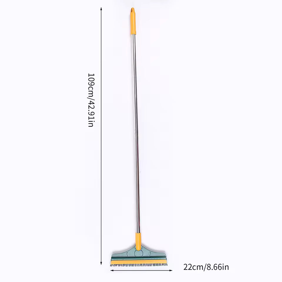 Perie de Curățare 2 în 1 pentru Podele și Rosturi, Mâner Lung din Oțel Inoxidabil, Cap Rotativ 120°, Racletă Integrată, Design în V Glorio