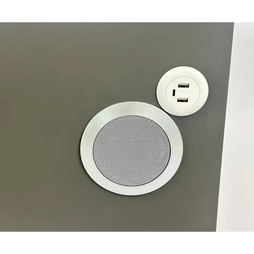 Noptieră Smart Modernă cu 2 Sertare - Încărcare Wireless, Audio Bluetooth & Iluminare LED Ambientală, Gri Antracit Glorio