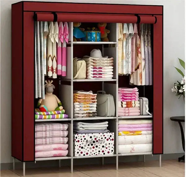 Dulap textil 3 compartimente pentru haine, inchidere prin fermoar, 130 x 45 x 170 cm Glorio
