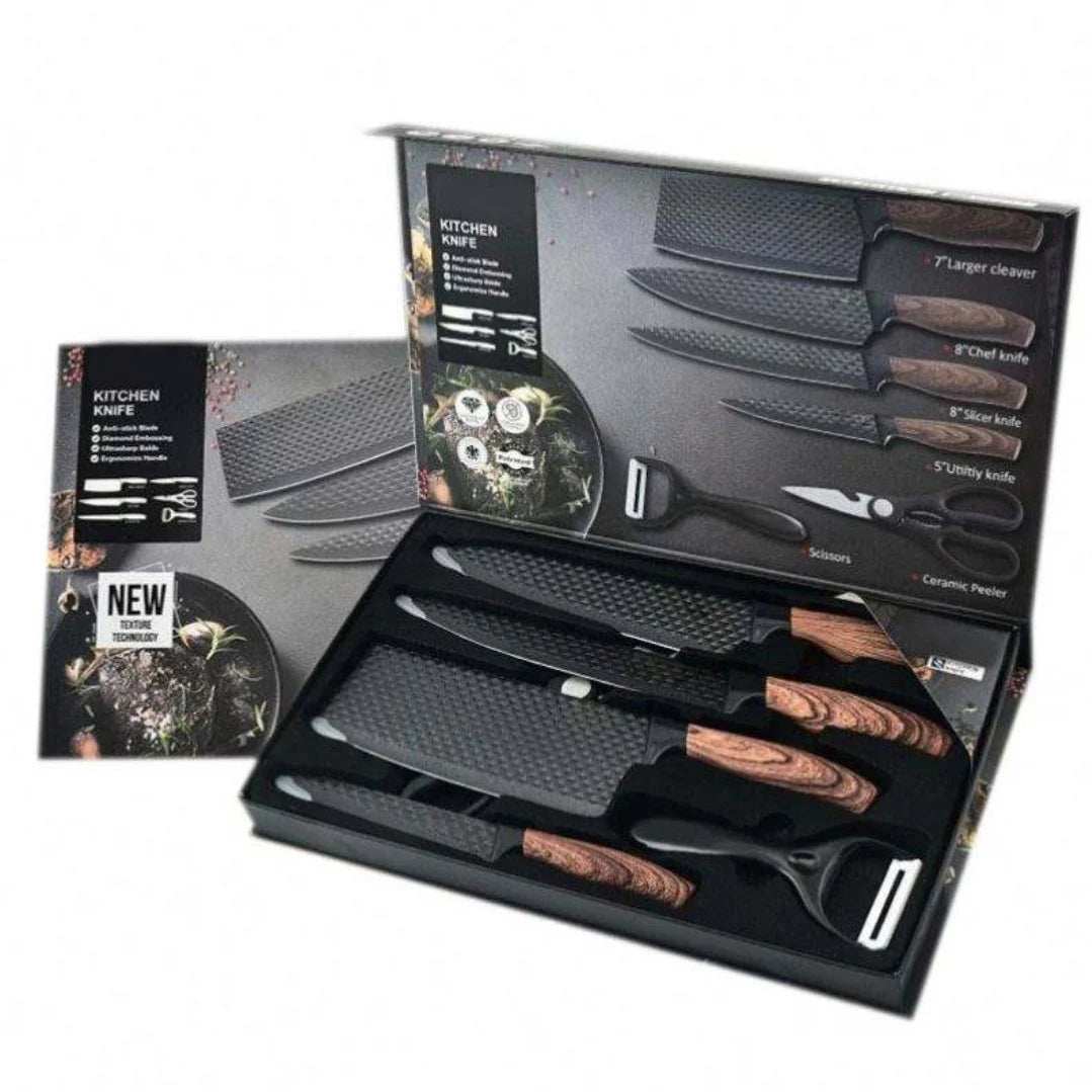 Set 6 Cuțite Profesionale din Oțel Inoxidabil, pentru Bucătărie, Design Ergonomic
