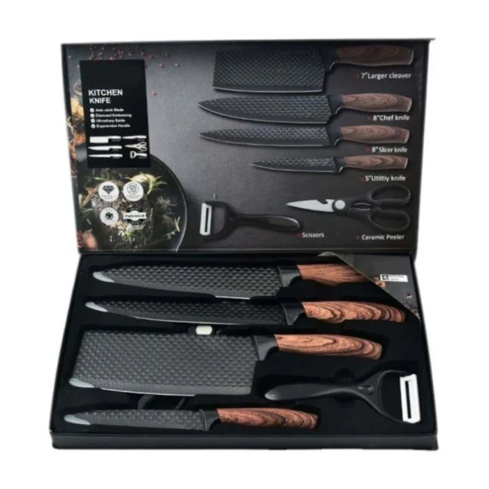 Set 6 Cuțite Profesionale din Oțel Inoxidabil, pentru Bucătărie, Design Ergonomic