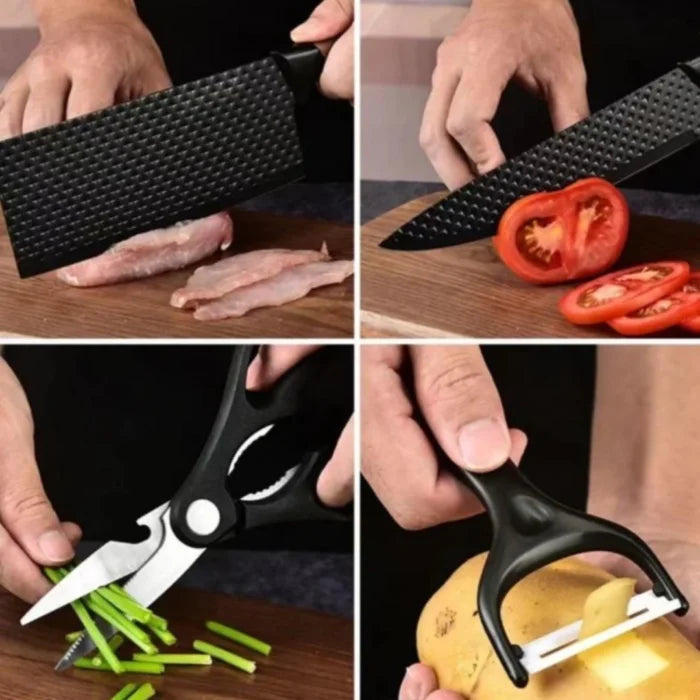 Set 6 Cuțite Profesionale din Oțel Inoxidabil, pentru Bucătărie, Design Ergonomic