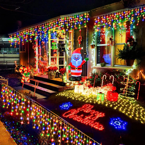 2+2 GRATS : Instalatie de Craciun, Tip Turturi, 8 Jocuri de Lumini, Interior sau Exterior, 12m, Interconectabila