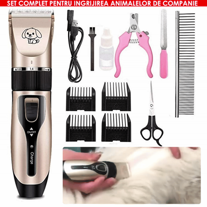 Set Pentru Ingrijirea Animalelor, Masina Profesionala De Tuns, Cu 4 Accesorii De Reglaj Si Cleste Pentru Unghii Glorio