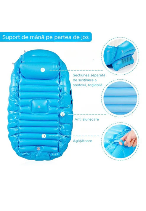 Cadita Gonflabila Bebelusi 0–36 luni, Pliabila, Anti-Alunecare + Pompa Electrica CADOU Neamtul.ro