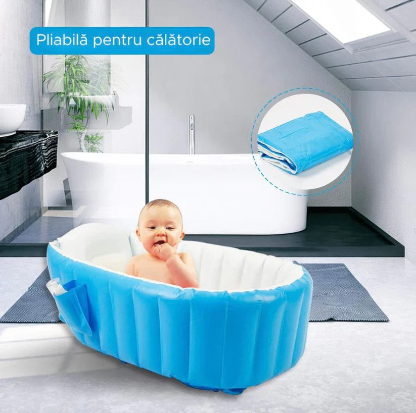 PACHET PROMO:  Piscina Gonflabila Premium 115x 82x 33 cm + Cadita Gonflabila Bebelusi 0–36 luni + Pompa Electrica+Ventilator Arctic Cool