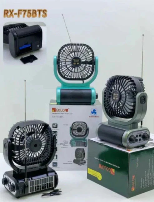 Ventilator Puternic Portabil Cu Incarcare Solara Si Radio FM Neamtul.ro