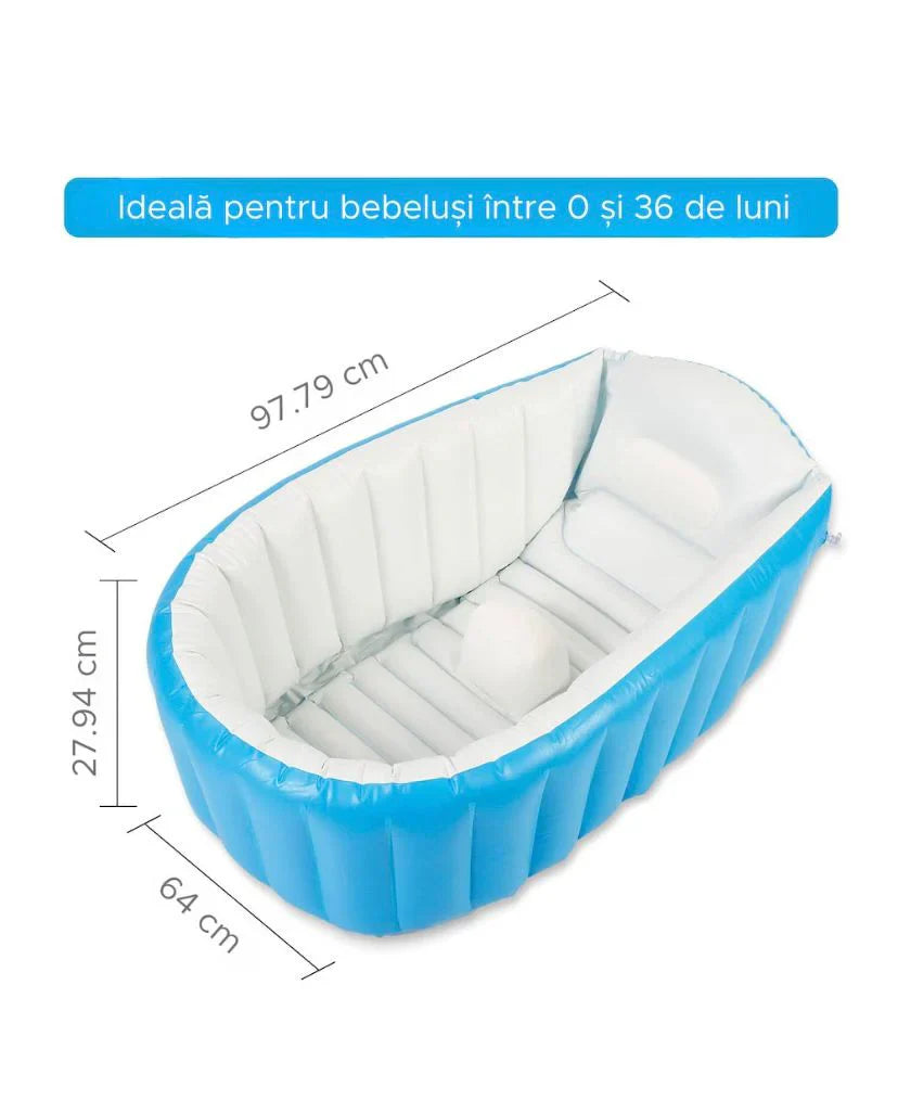 PACHET PROMO:  Piscina Gonflabila Premium 115x 82x 33 cm + Cadita Gonflabila Bebelusi 0–36 luni + Pompa Electrica+Ventilator Arctic Cool