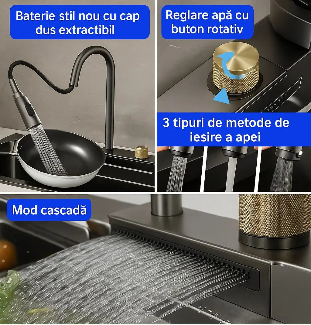 Chiuveta Premium 14 In 1 Cu Display Digital, Lumina Ambientala Neamtul.ro