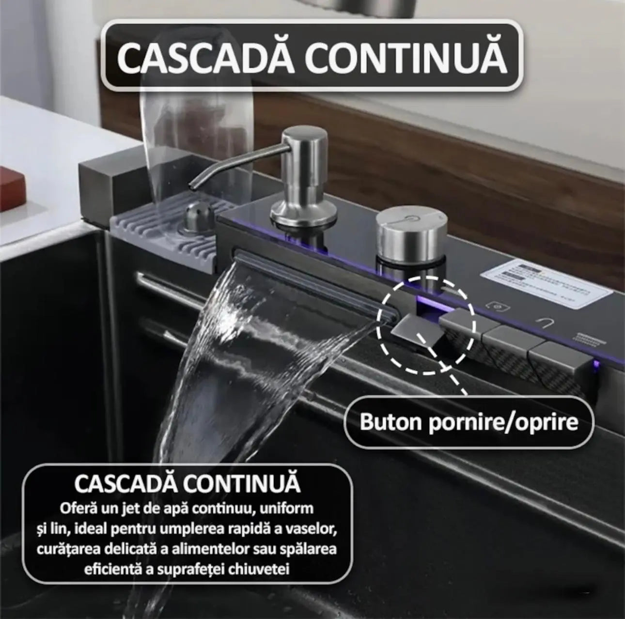 Chiuveta Premium 14 In 1 Cu Display Digital, Lumina Ambientala Neamtul.ro