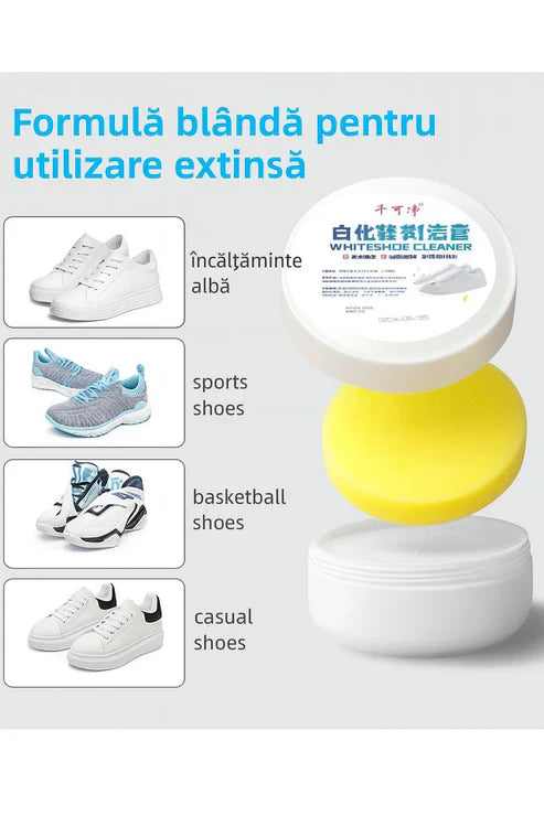 2+2 Gratis Cremă Magică Multifuncțională de Curățare Pantofi Albi și Alte Suprafețe Fără Apă cu Rezultate Imediate