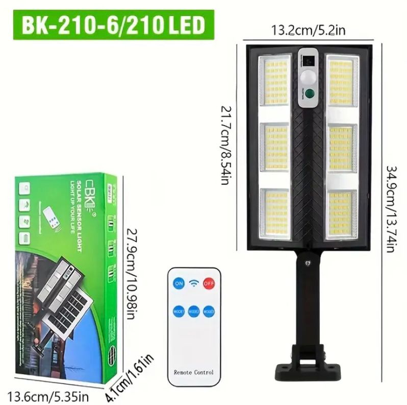 1+1 GRATIS Lampă Solară Puternică LED 210 Cu Senzor De Mișcare Și Telecomandă Iluminare Puternică, Fără Facturi La Curent