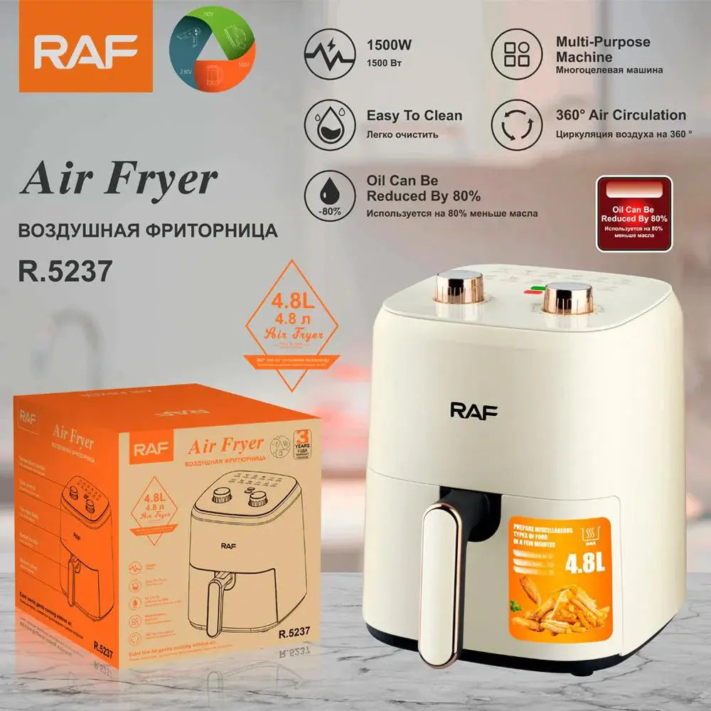 Friteuza Air Fryer RAF R5237 cu aer cald, fără ulei – Capacitate 3L, 12 Programe, 1300W Glorio