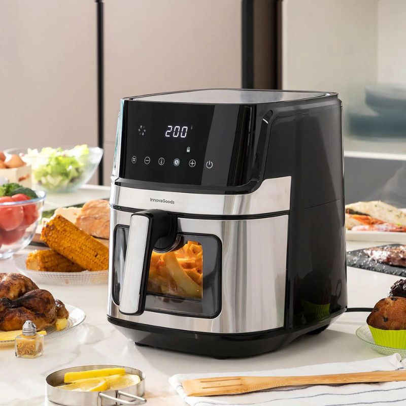 AirFryer HOFFMANS - 8L cu Geam, 2400W, Friteuză cu Aer Cald Fără Ulei, Digitală - HM 780A