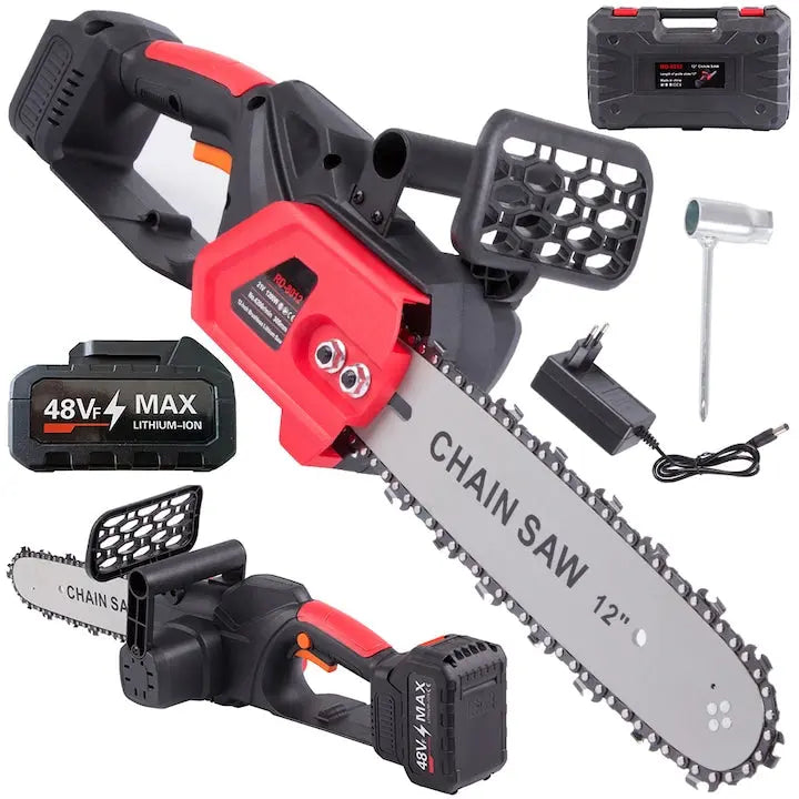 Drujba Electrica, Cu 1 x Lama 31 cm (12 INCH), 1 x Lant, 2 x Acumulator 48 V, Geanta De Transport CADOU Neamtul.ro