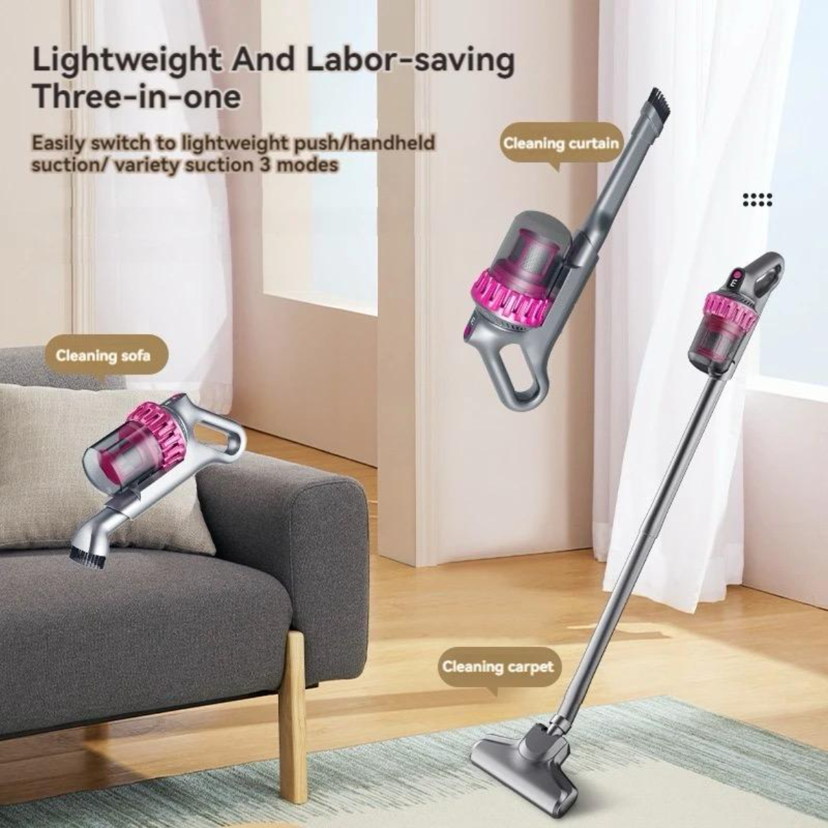 Aspirator Vertical Fara Fir 4 in 1 ,Silentios,Filtru Hepa, 100W, 3 Moduri De Putere + CADOU SURPRIZA Neamtul.ro