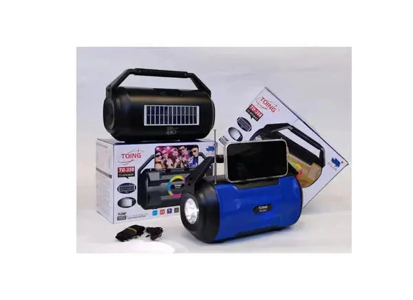 Boxa Portabila cu Radio FM, Lanterna, Incarcare Solara sau La Curent, Lumini RGB, Suport Card, Port USB Doimeseriasi.ro