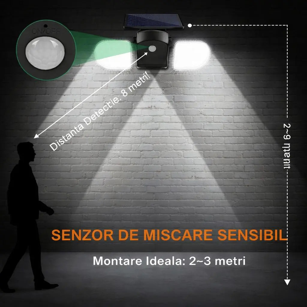 Lampa Solara LED 200W Cu Senzor De Miscare 180° Neamtul.ro