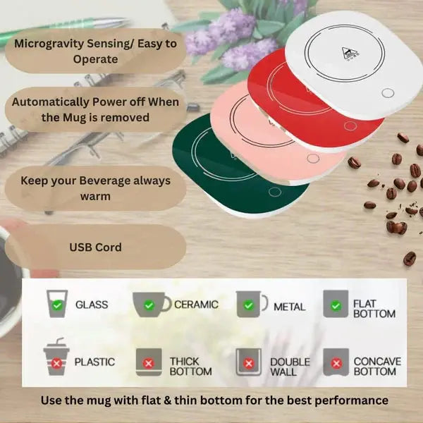 Cana Inteligenta de Cafea din Ceramica, cu Capac si Lingurita, 55 Grade, Controlul Temperaturii Doimeseriasi.ro