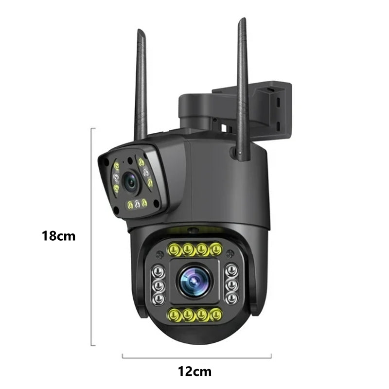Camera de Supraveghere - Cartelă 4G sau Wireless WiFi - Full HD 4K - Două Lentile, Zoom x 10, Vizualizare Nocturnă, Mișcare 360