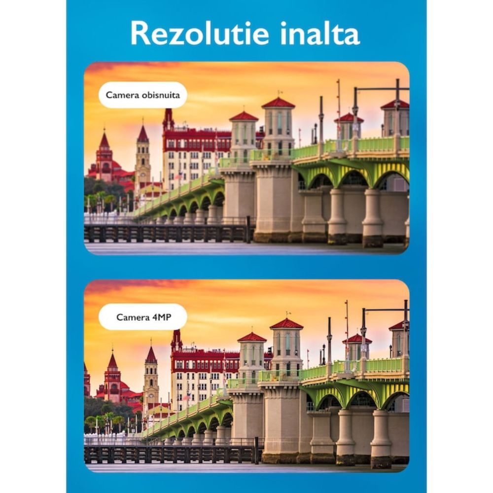 Camera de Supraveghere - Cartelă 4G sau Wireless WiFi - Full HD 4K - Două Lentile, Zoom x 10, Vizualizare Nocturnă, Mișcare 360