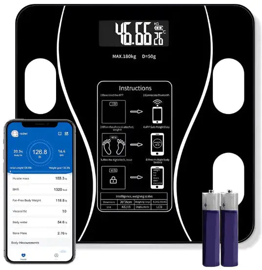 1+1 GRATIS Cantar Inteligent, Conexiune Bluetooth, Ecran Afisaj LCD, Masoara Indicii Corporali, Din Sticla Securizata Neamtul.ro