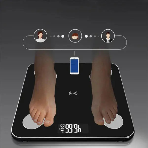 1+1 GRATIS Cantar Inteligent, Conexiune Bluetooth, Ecran Afisaj LCD, Masoara Indicii Corporali, Din Sticla Securizata Neamtul.ro