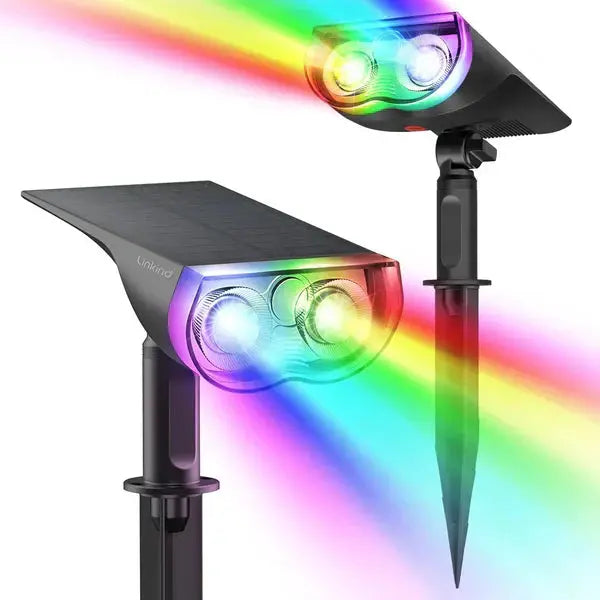 Lampa Solara RGB cu LED-uri Colorate, Panou Solar, Sistem de Prindere, 7 Culori, Pornire si Oprire Automata Doimeseriasi.ro