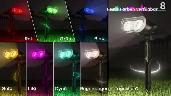 Lampa Solara RGB cu LED-uri Colorate, Panou Solar, Sistem de Prindere, 7 Culori, Pornire si Oprire Automata Doimeseriasi.ro
