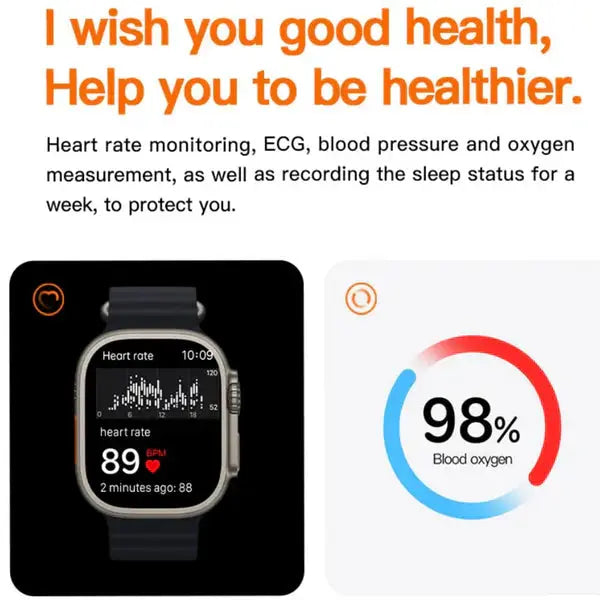 SmartWatch T800 Ultra cu Incarcator Wireless, Notificari Apel si Retele Sociale + Monitorizare Sanatate Doimeseriasi.ro