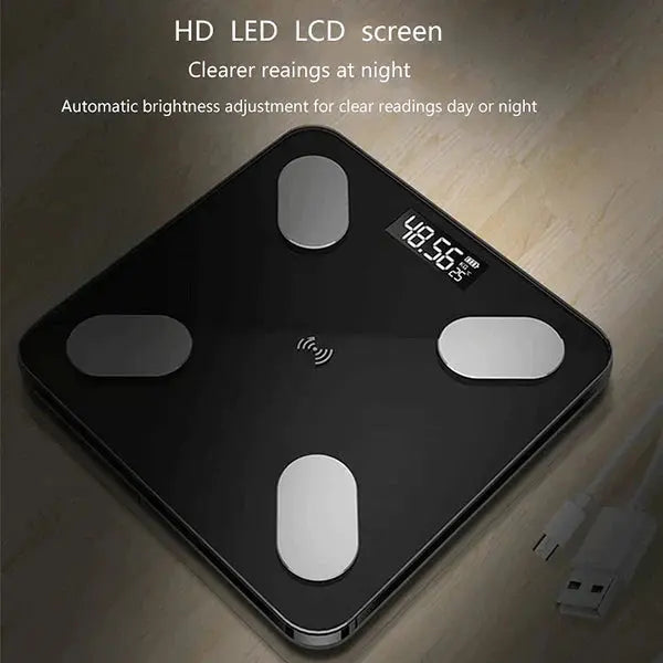 Cantar Inteligent, Conexiune Bluetooth, Ecran Afisaj LCD, Masoara Indicii Corporali, Din Sticla Securizata Doimeseriasi.ro