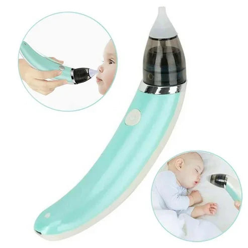 Electric Nasal Aspirator, For Children, With 2 Silicone Tips, 5 Power Levels and USB Cable, Green