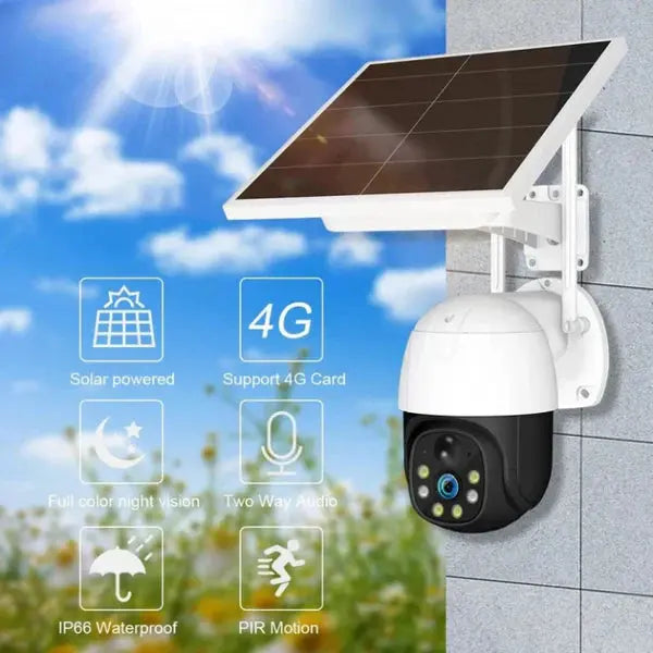 Camera de Supraveghere WiFi, Solara, Pentru Exterior, Vedere de Noapte, Grad Protectie Apa IP66, 2 Antene Doimeseriasi.ro