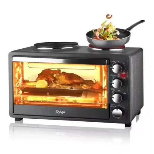 Cuptor si plita electrice cu 2 suprafete, RAF R5310S, 1500W+1600W, capacitate 40L, 50x32cm, negru Glorio