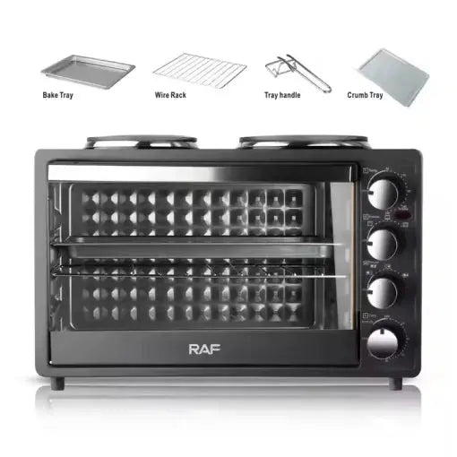 Cuptor si plita electrice cu 2 suprafete, RAF R5310S, 1500W+1600W, capacitate 40L, 50x32cm, negru Glorio