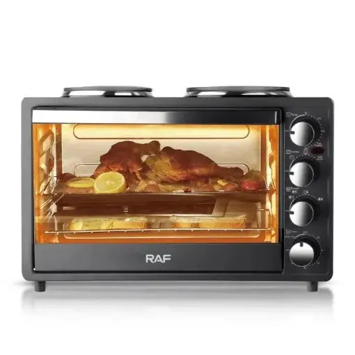 Cuptor si plita electrice cu 2 suprafete, RAF R5310S, 1500W+1600W, capacitate 40L, 50x32cm, negru Glorio