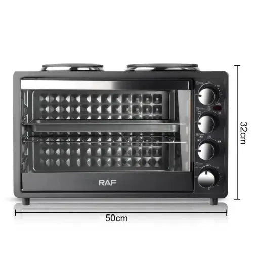 Cuptor si plita electrice cu 2 suprafete, RAF R5310S, 1500W+1600W, capacitate 40L, 50x32cm, negru Glorio
