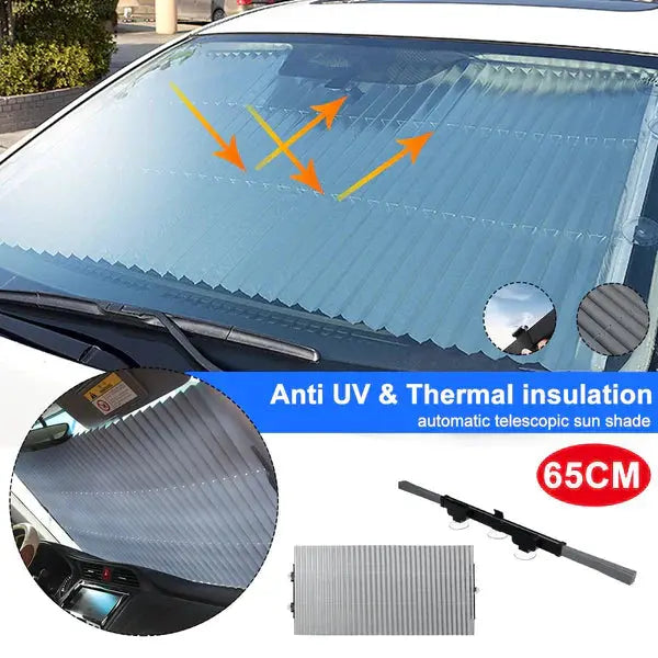 Parasolar Auto Tip Acordeon, Universal, Retractabil, Cu Fixare Prin Ventuze, 65 cm Doimeseriasi.ro