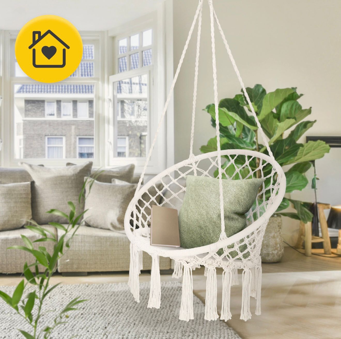 Leagan BOHO GARDEN 3+, Pentru Terasa și Gradina, Suport 125kg, Design Premium, Disponibil in Culori: Bej, Gri, Negru, Maro Neamtul.ro