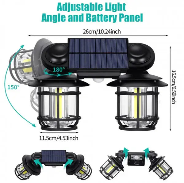 Felinar Dublu Cu Incarcare Solara, Super Luminos, 192 LED-uri COB, Cu Senzor de Miscare si Telecomanda, Impermeabil Doimeseriasi.ro