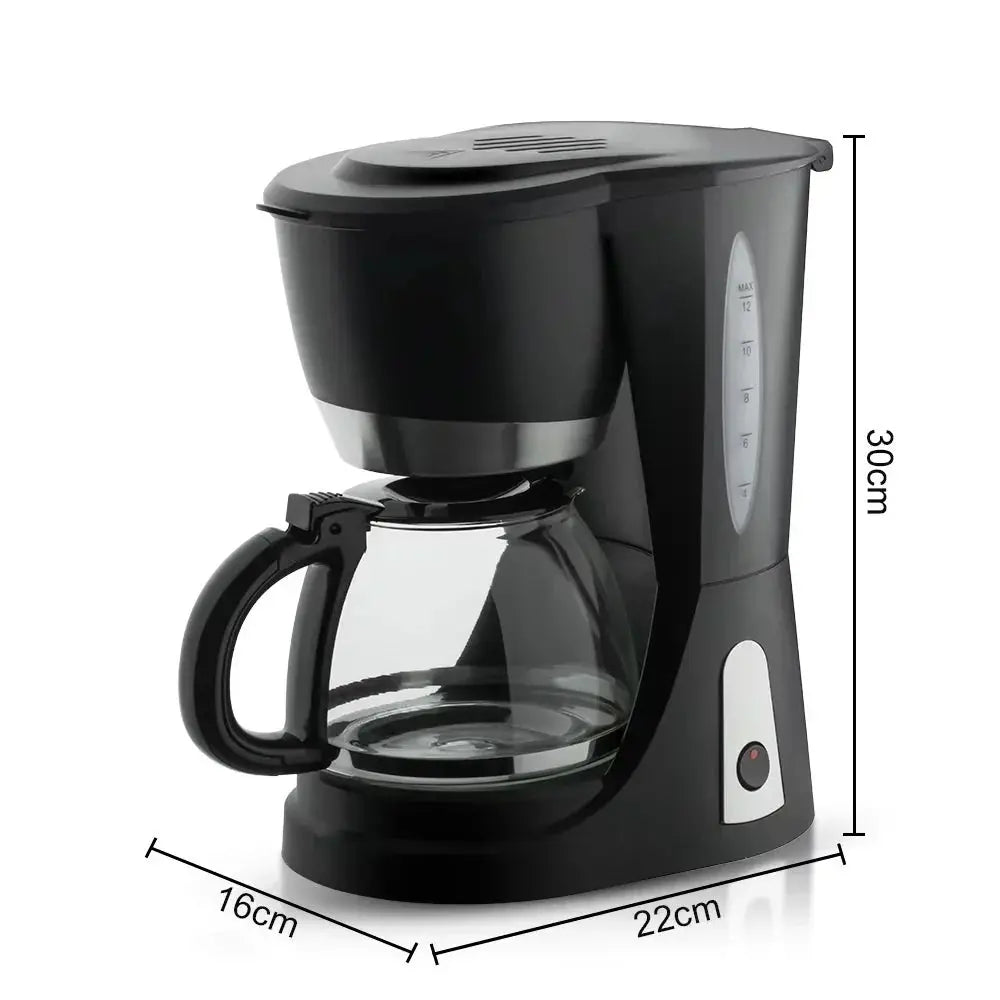 Filtru de cafea, Hoffmans HM-3009, electric, 1200W, 1500 ml, Plastic si Sticla, 30x22x16cm, Negru Glorio