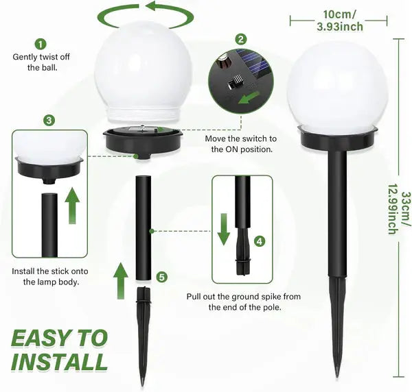 Set 3 Lampi Solare, Tip Glob, Cu Panou Solar Integrat, Lumina Puternica, Alb Rece, Cu Tepusa Pentru Fixare Doimeseriasi.ro