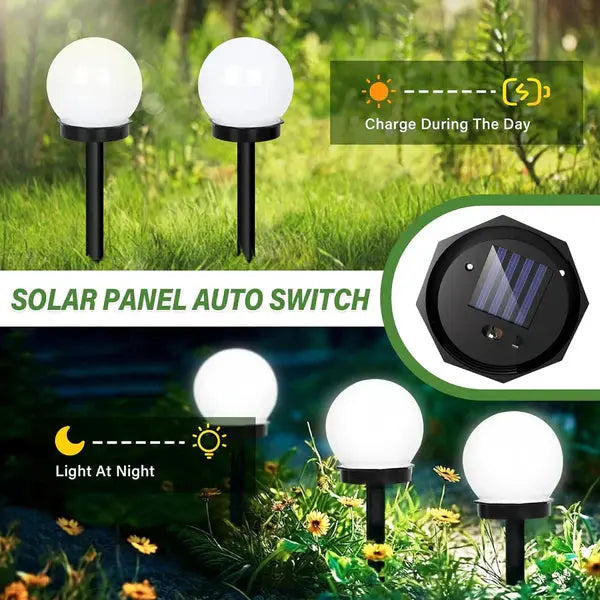 Set 3 Lampi Solare, Tip Glob, Cu Panou Solar Integrat, Lumina Puternica, Alb Rece, Cu Tepusa Pentru Fixare Doimeseriasi.ro