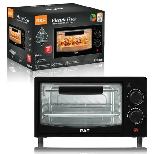 Cuptor electric RAF R5305B, 800W, capacitate 12 L, 2 moduri de operare, 33x18x20cm, negru Glorio